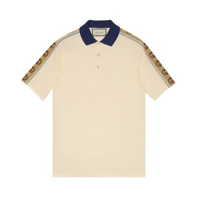 Pre-owned Gucci Polo With Interlocking G Stripe 'off White' | Cream | Men's Size S
