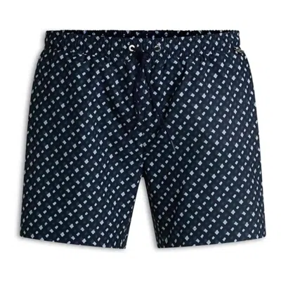 Hugo Boss Swim Shorts With Monogram Print In Black