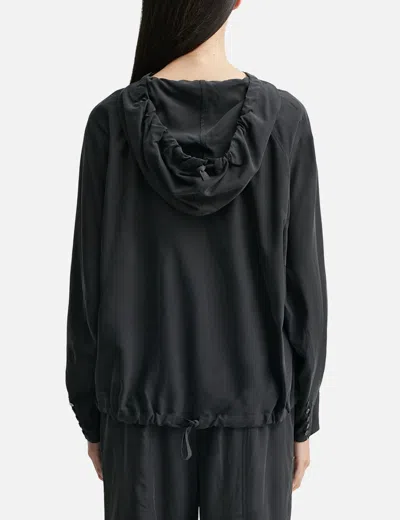 Anggae Washed Hooded Button-up Shirt In Black