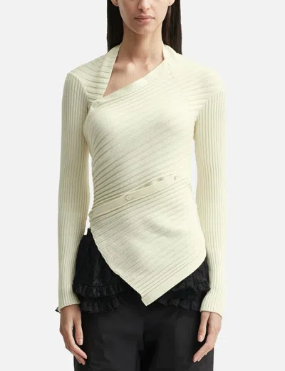 Anggae Ribbed Snake Cardigan In Yellow