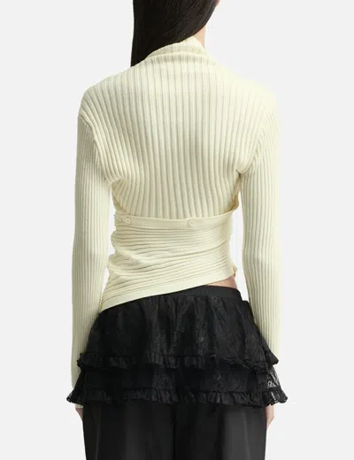 Anggae Ribbed Snake Cardigan In Yellow