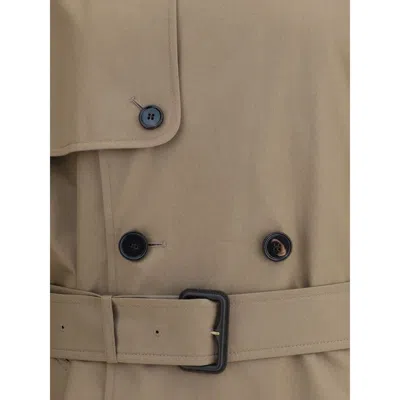 Burberry Long Cotton Gabardine Trench Women's Coat In Brown