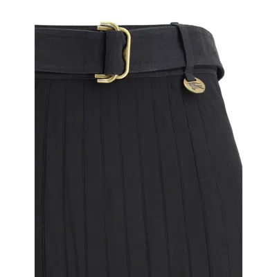 Burberry Pleated Skirt Belted Waist In Black