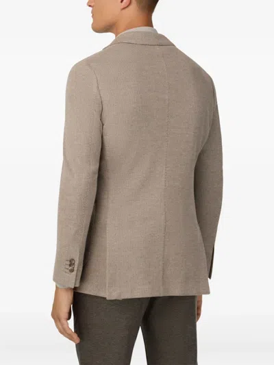 Boggi Milano Ens Taupe Micro-texture Cotton-wool Blend Jersey Blazer In Brown