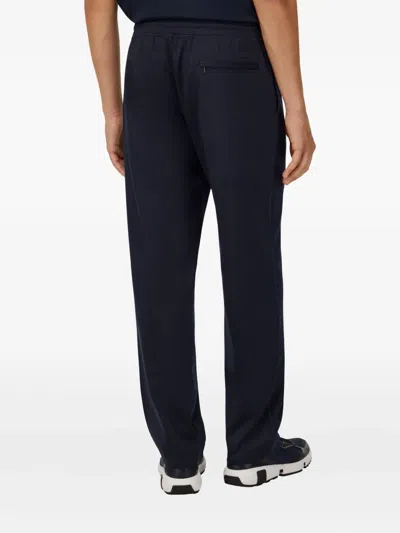 Boggi Milano Ens Navy Blue Drawstring Straight-leg Stretch Wool-blend Trousers In Blue