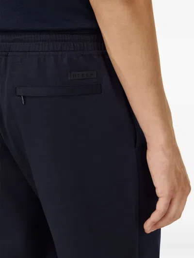 Boggi Milano Ens Navy Blue Drawstring Straight-leg Stretch Wool-blend Trousers In Blue