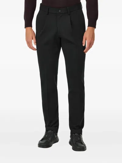 Boggi Milano Ens Navy Blue B-tech Technical Pleated Wool Blend Trousers In Blue