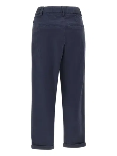 Sun 68 Pleated Cuffed Trousers In Blue