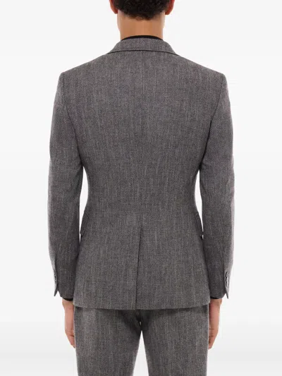 Fursac Herringbone Blazer In Gray