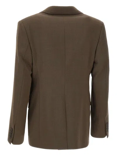 DELILAH PADDED-SHOULDER TWO-BUTTON BLAZER