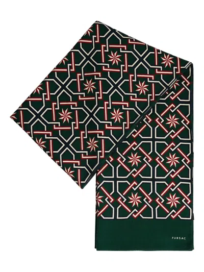 Fursac Geometric-pattern Scarf In Green