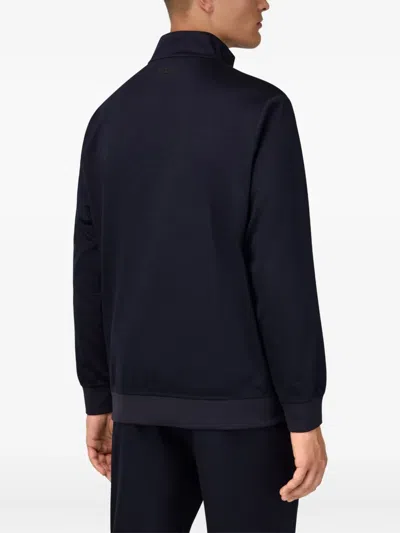 Boggi Milano Ens Mock-neck Long-sleeve Wool Jacket Navy Blue In Blue