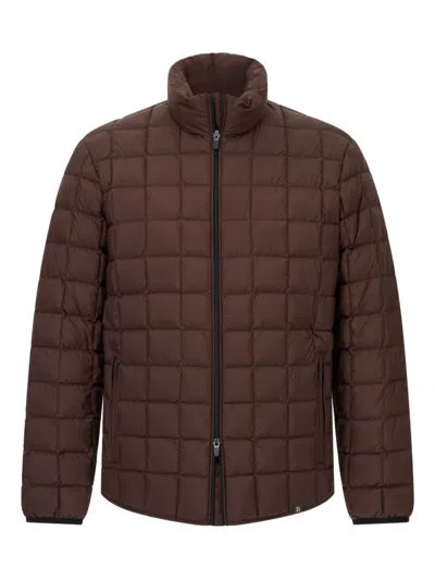 Boggi Milano Bomber Jacket In Technical Fabric With Goose Down In Brown