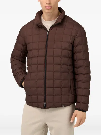 Boggi Milano Bomber Jacket In Technical Fabric With Goose Down In Brown