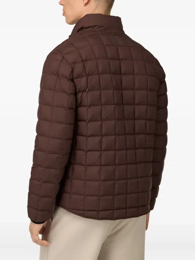 Boggi Milano Bomber Jacket In Technical Fabric With Goose Down In Brown