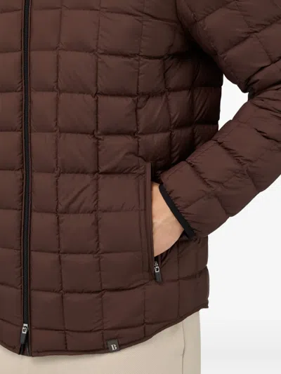Boggi Milano Bomber Jacket In Technical Fabric With Goose Down In Brown