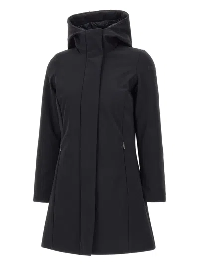 Rrd Wraparound-hood Down Coat In Black