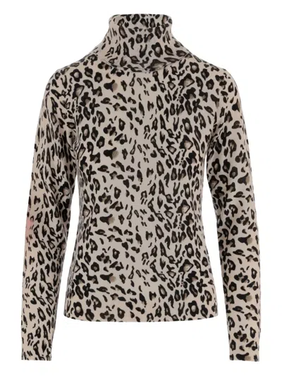 Allude Animal Print Wool And Cashmere Sweater In Brown