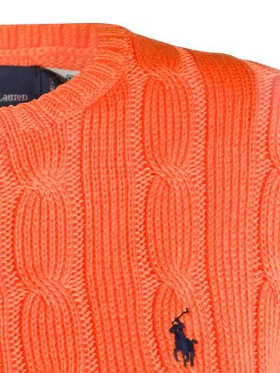 Polo Ralph Lauren Cable-knit Crew-neck Sweater In Orange