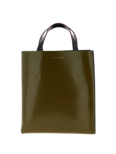 Marni Small Handbag With Adjustable Strap And Top Handles In Neutral