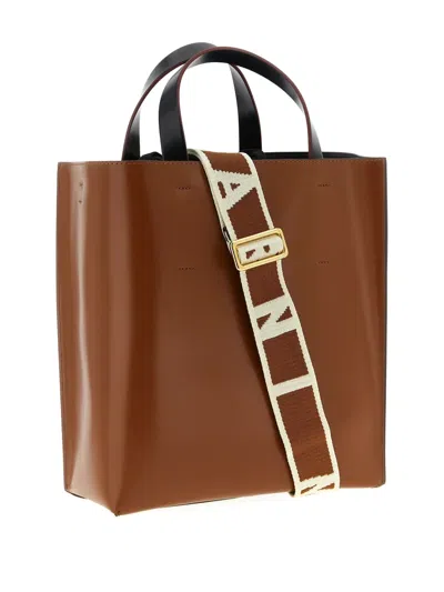 Marni Small Handbag With Adjustable Strap And Top Handles In Neutral