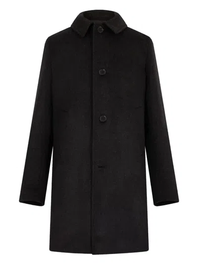Fursac Button-fastening Coat In Black