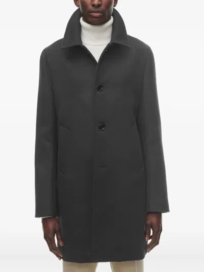 Fursac Button-fastening Coat In Black