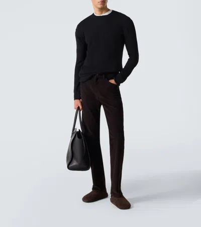 The Row Fred Cotton Corduroy Slim Pants In Black