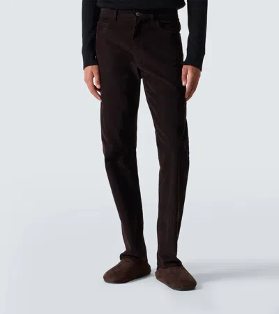 The Row Fred Cotton Corduroy Slim Pants In Black