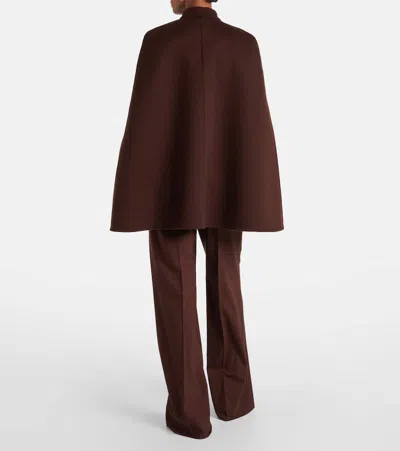 Gucci Brown Cape With Iconic Clamp And Gg All-over Motif Interior In Wool Woman In Brown