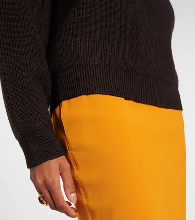 Saint Laurent Ribbed Wool Turtleneck Sweater In Black