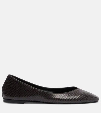 Jacquemus Panelled Python-embossed Leather Flat In Brown