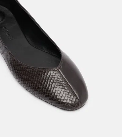 Jacquemus Panelled Python-embossed Leather Flat In Brown