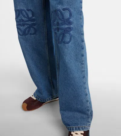 Loewe Anagram Baggy Jeans In Blue