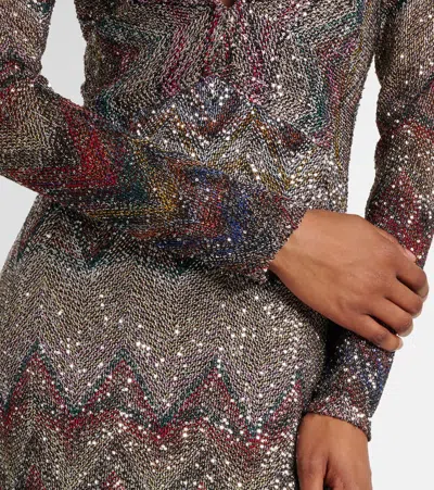 Missoni Langes Kleid Mit V-ausschnitt Und Zickzackmuster In Gray