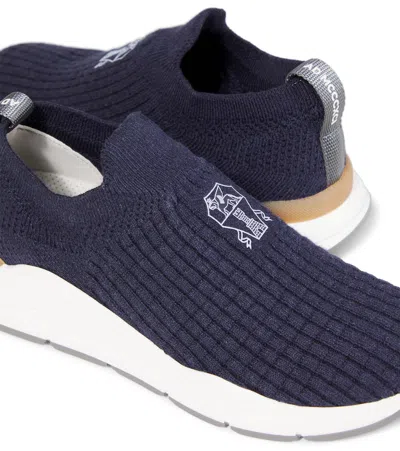 Brunello Cucinelli Knitted Slip-on Sneakers In Blue