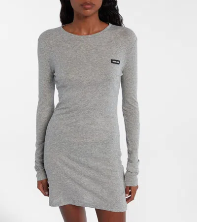 Miu Miu Cotton Jersey Minidress In Gray