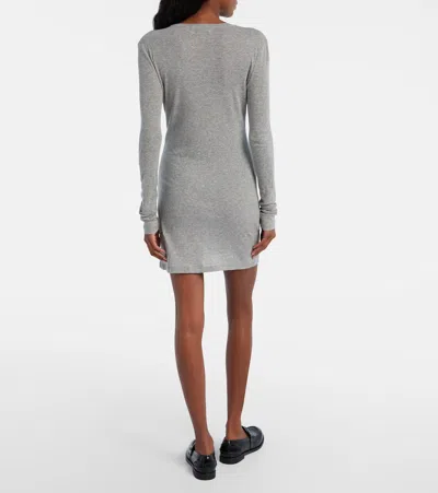 Miu Miu Cotton Jersey Minidress In Gray