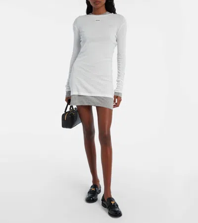 Miu Miu Cotton Jersey Minidress In Gray