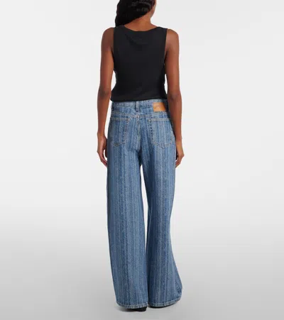 Ganni Striped Baggy Jeans In Blue