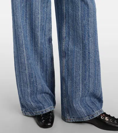 Ganni Striped Baggy Jeans In Blue