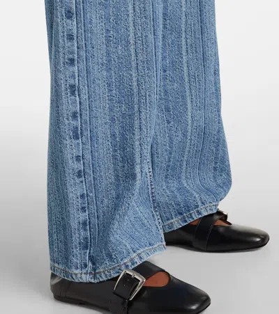 Ganni Striped Baggy Jeans In Blue