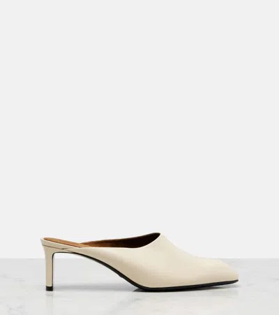 Khaite Leather Heeled Mules In White