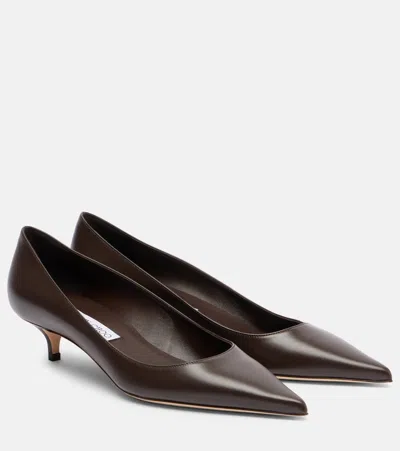 Jimmy Choo Amelia Pointed Toe Kitten Heel Pump In Brown