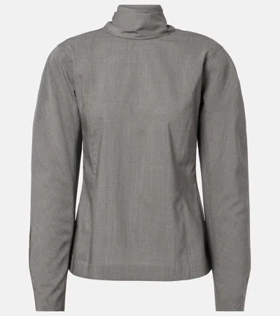 Jacquemus Chale Draped Stretch-wool Top In Gray