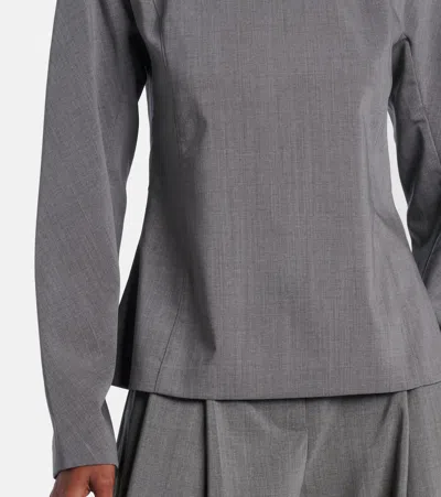 Jacquemus Chale Draped Stretch-wool Top In Gray