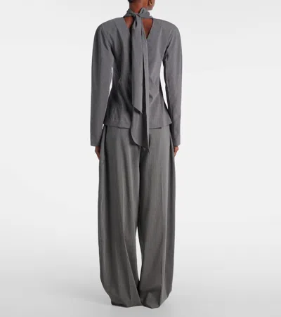 Jacquemus Chale Draped Stretch-wool Top In Gray