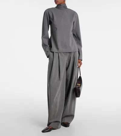 Jacquemus Chale Draped Stretch-wool Top In Gray