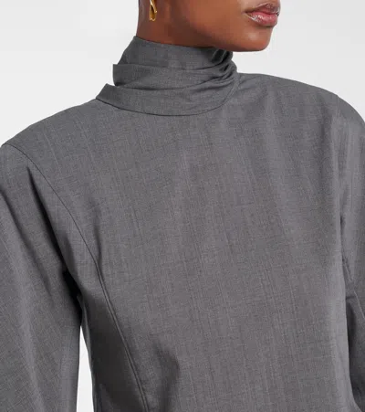 Jacquemus Chale Draped Stretch-wool Top In Gray