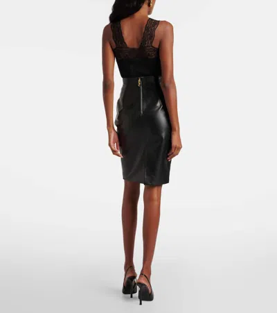 Saint Laurent Mid-rise Midi Leather Skirt In Black